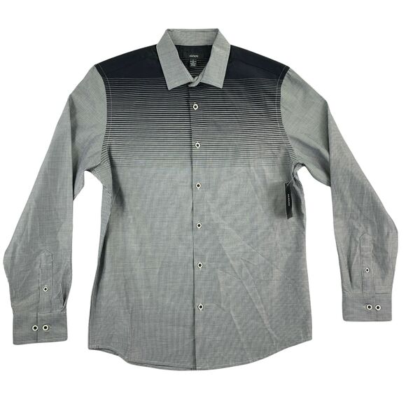Alfani Mens Croydon Woven Regular Fit Button Down Shirt Black S - Picture 1 of 4